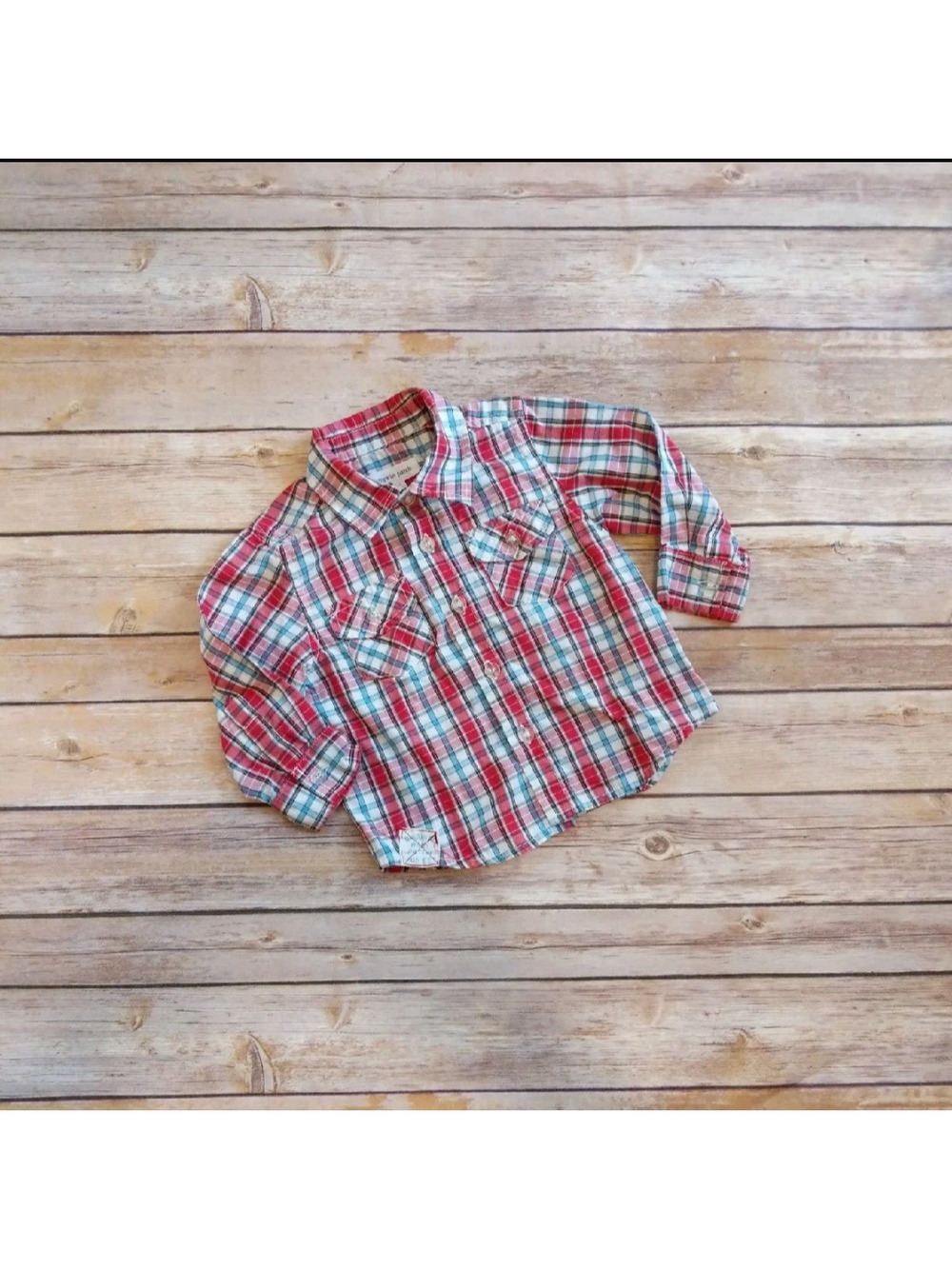 Pumpkin Patch Red Plaid Collared Button-Up Shirt 6-12M